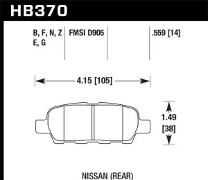Infiniti G35 Brake Pads - Rear - Hawk Performance - HPS Performance Street Compound - `03-`07 Infiniti G35 Brake Pads - Rear - Hawk Performance - HPS Performance Street Compound - `03-`07